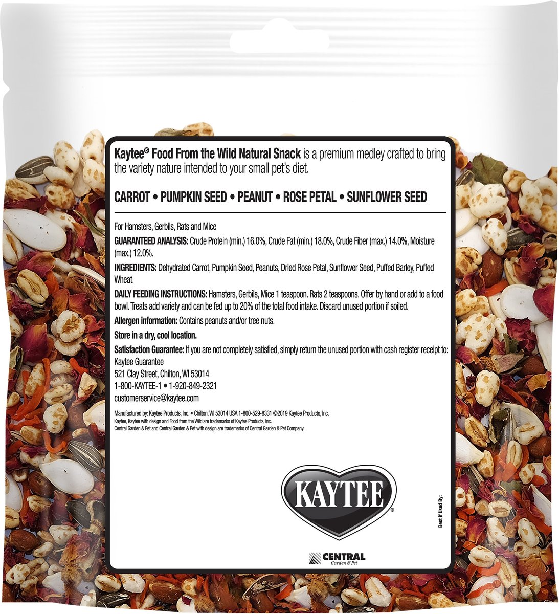 Kaytee Food from the Wild Natural Snack Hamster and Gerbil Treats， 2-oz bag