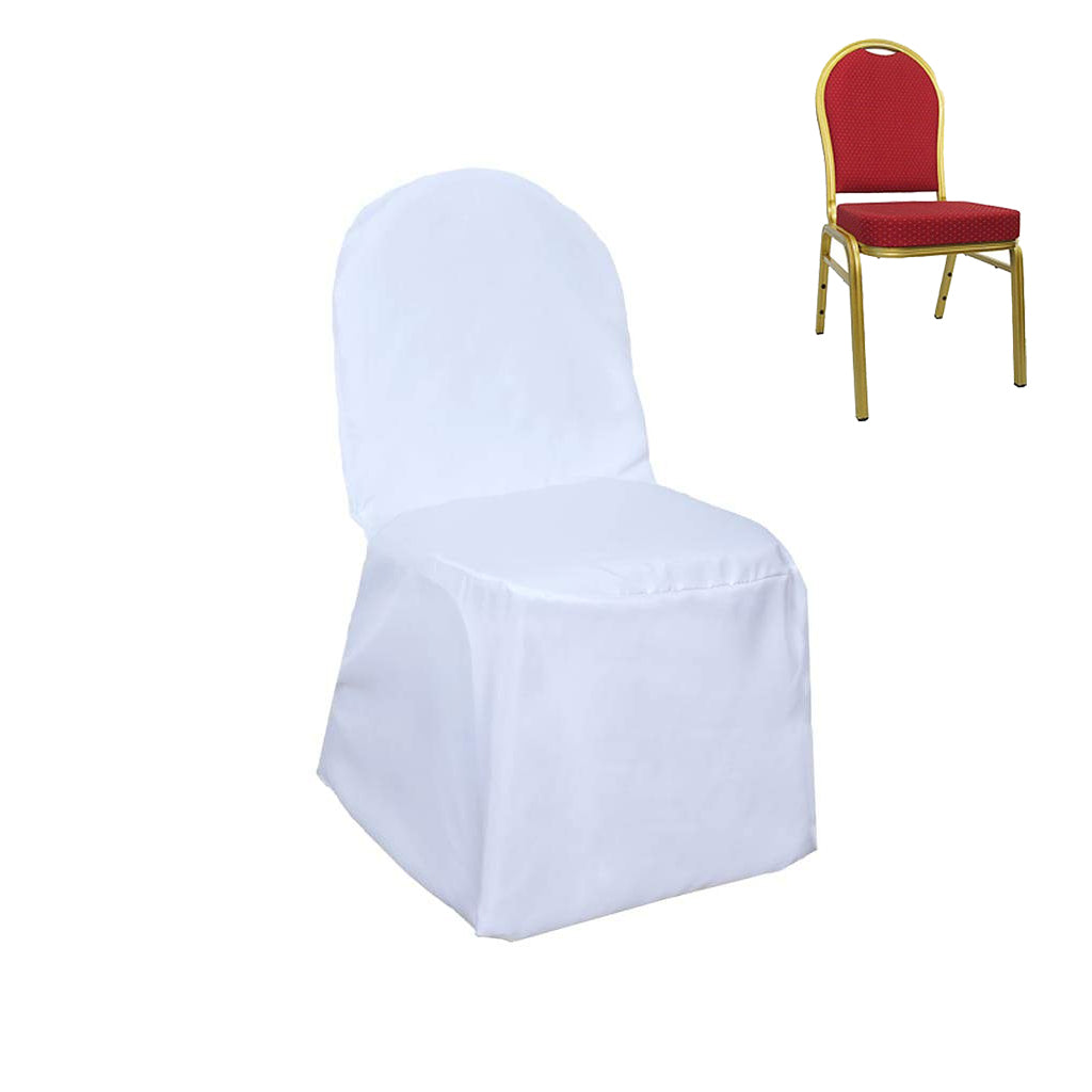 Efavormart 20 PCS Round Top White Polyester Banquet Chair Covers Linen Dinning Chair slipcover For Wedding Party Event Catering