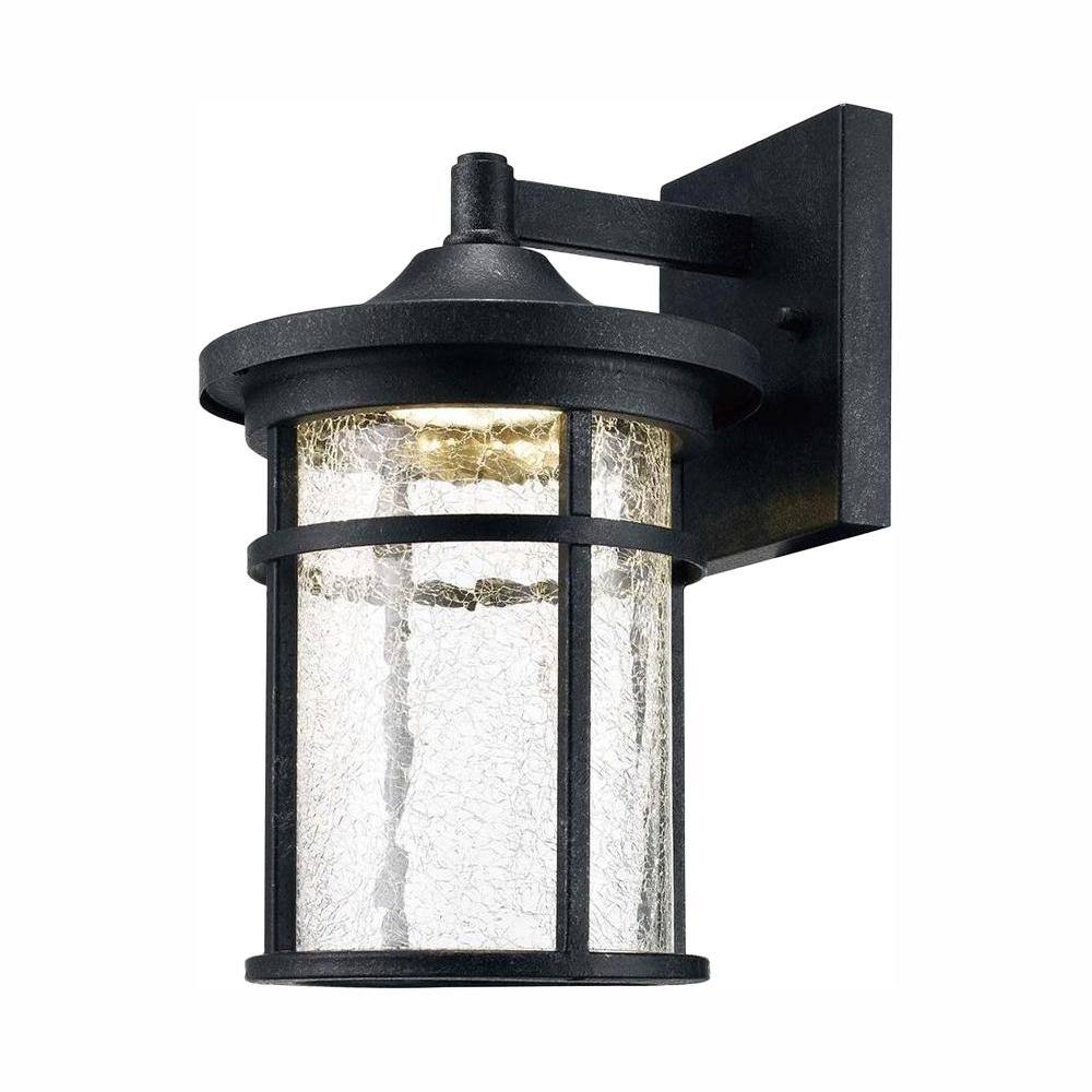 Home Decorators Collection Westbury Aged Iron Large LED Outdoor Wall Light Fixture with Clear Crackled Glass LED-KB 08304