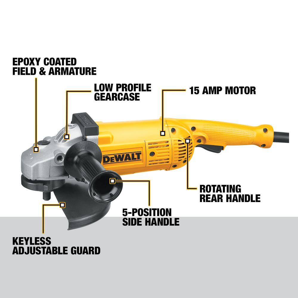 DW 15 Amp 5.3 HP 7 in. and 9 in. (180 mm and 230 mm) Angle Grinder D28499X