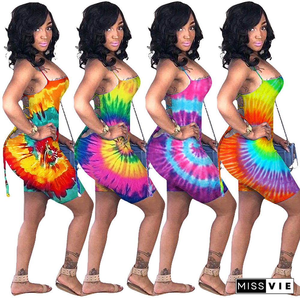 Vogue Tie-dye Sexy Strapless Backless Sleeveless Onesies Romper