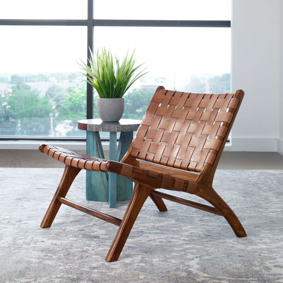 Uttermost Plait Woven Leather Accent Chair   Modern   Armchairs And Accent Chairs   by Zin Home  Houzz