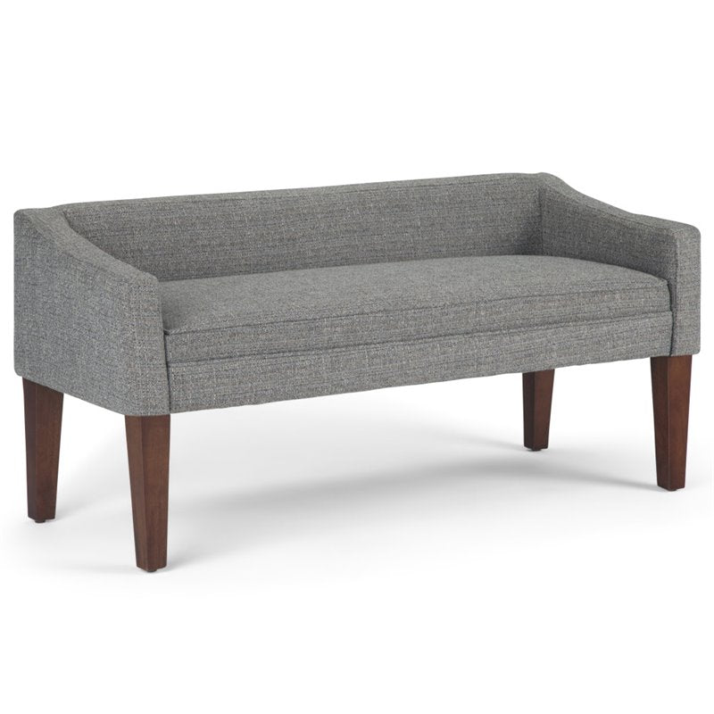 Simpli Home Parris Upholstered Bedroom Bench in Pebble Gray and Brown