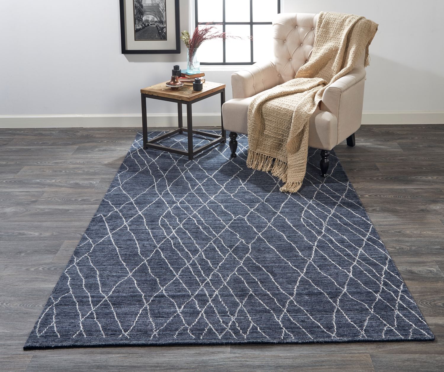 Miska Blue and Ivory Rug by BD Fine