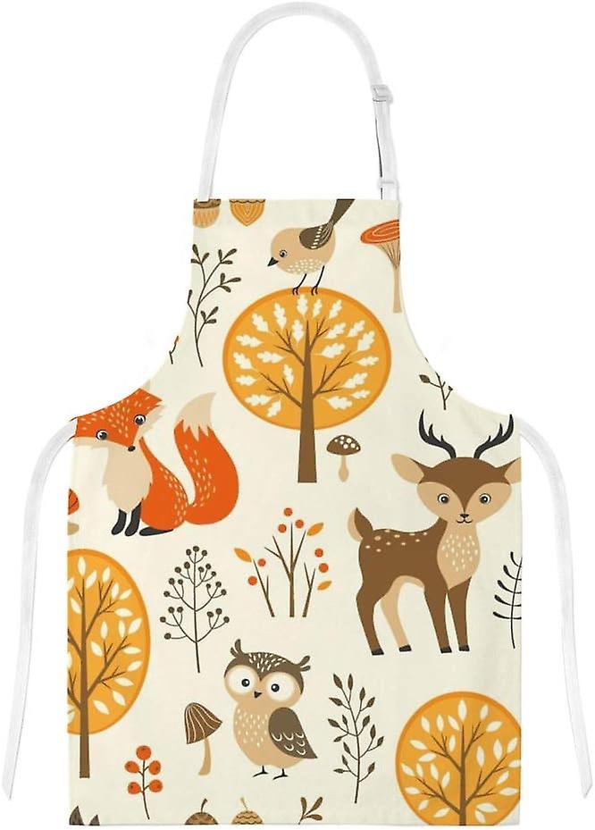 Insulation Kitchen Oven Mitts Potholder Apron 3pcs Set Autumn Forest Animals Non Slip Heat Resistant Gloves For Baking Cooking Bbq