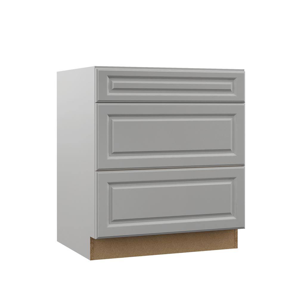 Hampton Bay Designer Series Elgin Assembled 30x34.5x23.75 in. Pots and Pans Drawer Base Kitchen Cabinet in Heron Gray B3PP30-ELGR