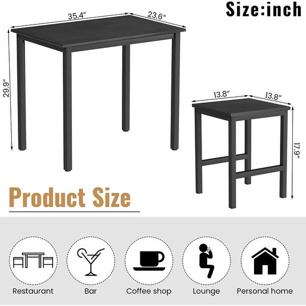 3 Piece Pub Dining Table Set， Industrial Bar Table Set with 2 stools for Home， Kitchen， Dining Room， Bar