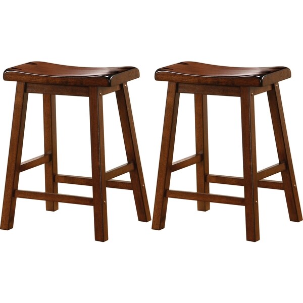 Saddle Design Chestnut Stools (Set of 2)