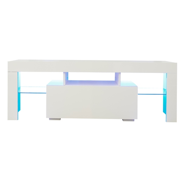 Entertainment TV Stand， Large TV Stand TV Base Stand with LED Light TV Cabinet