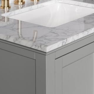 Home Decorators Collection Grayson 31 in. W x 22 in. D x 35 in. H Vanity in Storm Grey with White Marble Vanity Top 20305-VS31C-ST