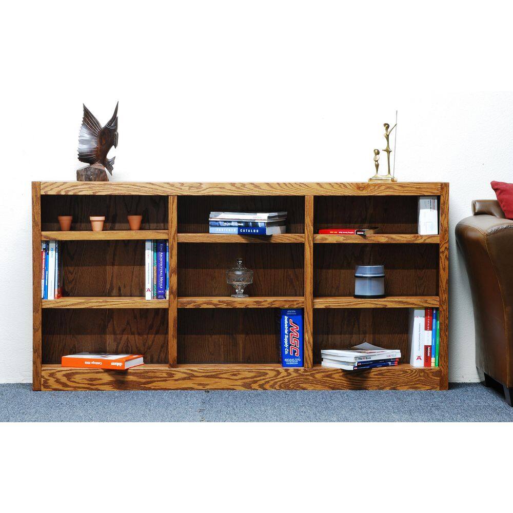 Concepts In Wood 36 in. Dry Oak Wood 9-shelf Standard Bookcase with Adjustable Shelves MI7236-D