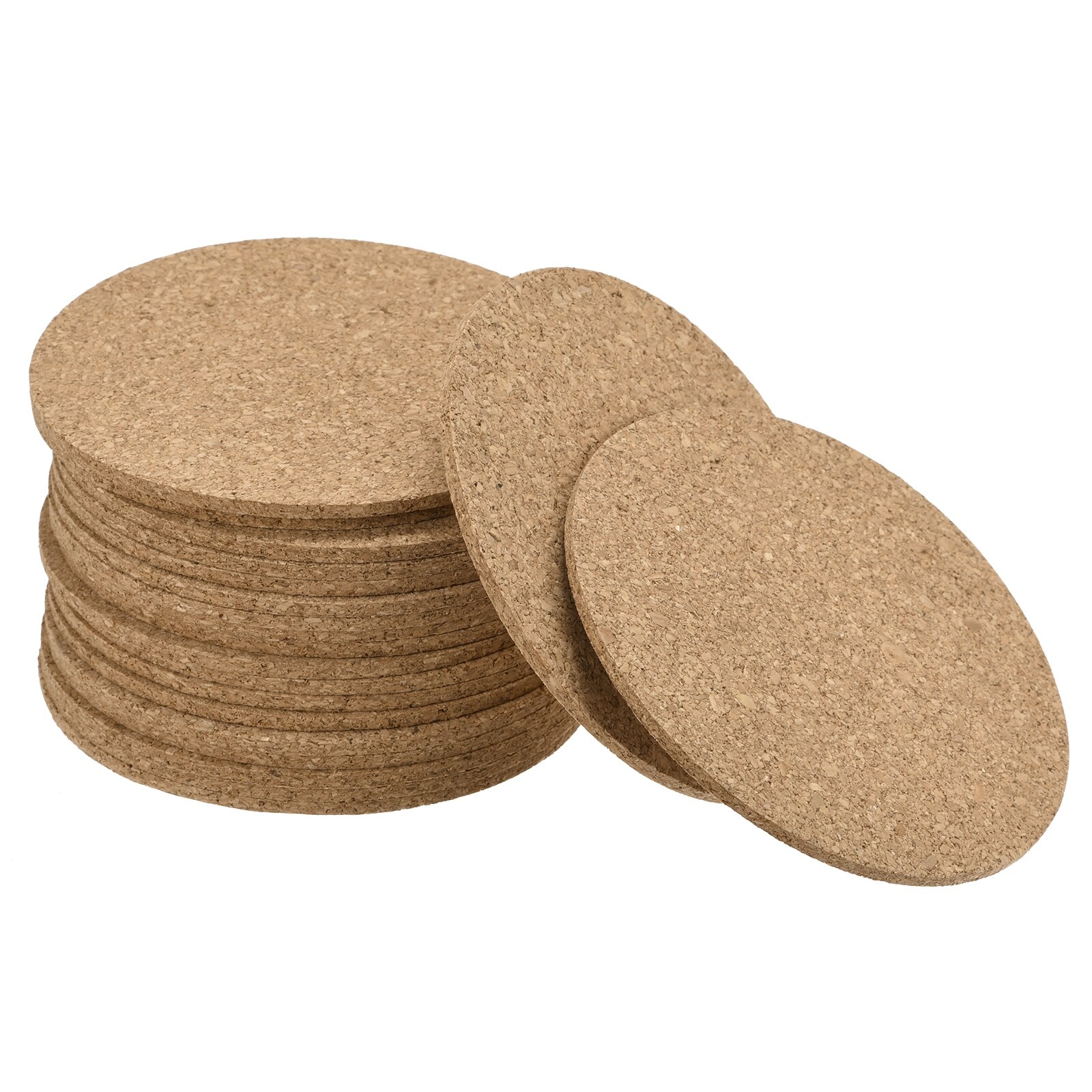 100mm Round Coasters 3mm Thick Cork Cup Mat Pad for Tableware 20pcs - Wood