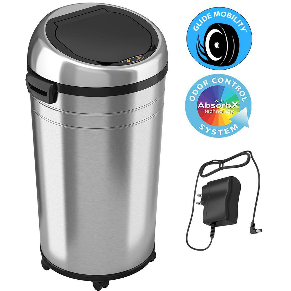 iTouchless 23 Gallon Stainless Steel Touchless Sensor Trash Can with Odor Control System and Removable Wheels Extra-Large Capacity IT23RC