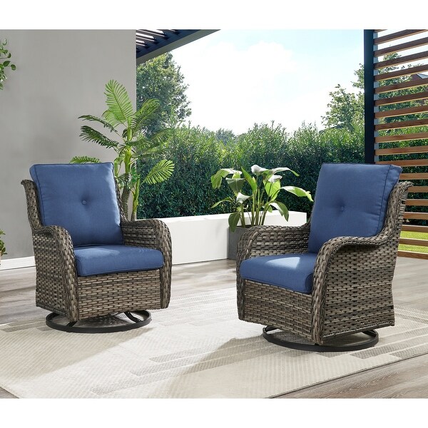 Pocassy 5Piece Outdoor Wicker Sofa Set with Swivel Chairs