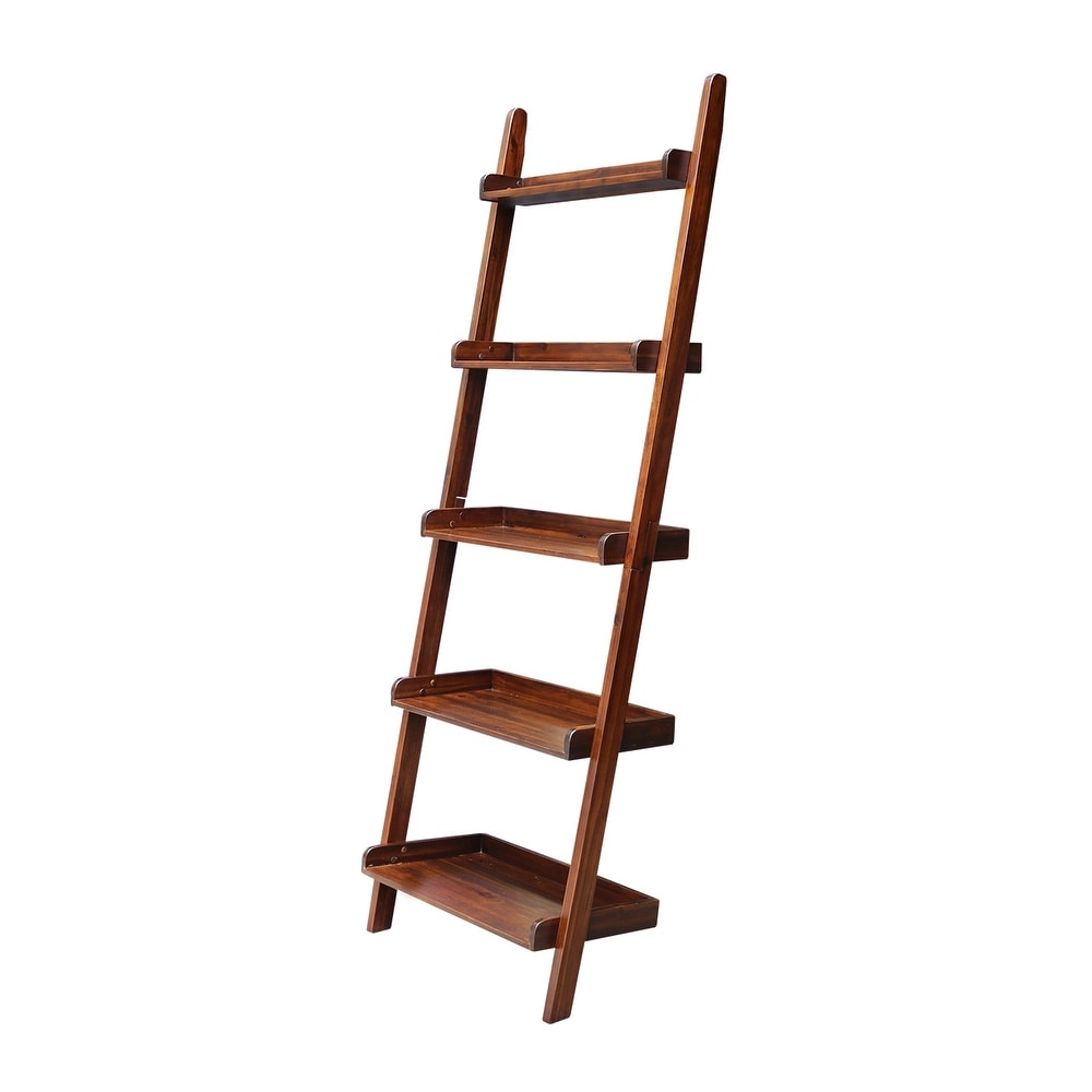 Solid Wood Lean to 5 tier Shelf Unit Set (Set of 2)