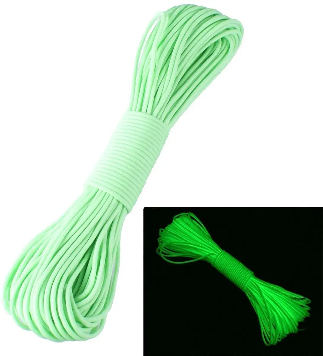 Other camping   hiking gear Reflective Polyester Parachute Cord Outdoor Glow In The Dark Rope Paracord  550 Paracord Rope