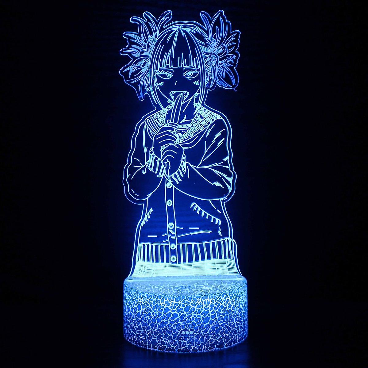 My Hero Academia Himiko Toga Illusion Lamp 3d Night Light With 16 Color Change Remote Control，room Dcor