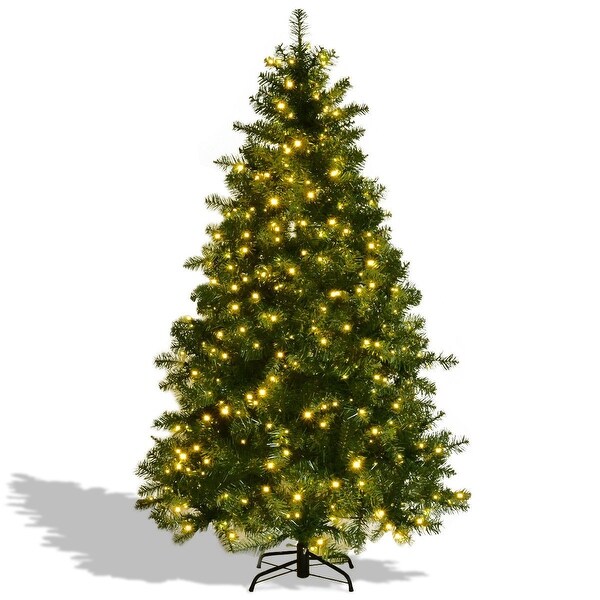 PreLit Artificial PVC Christmas Tree w/ LED Lights and Stand7'