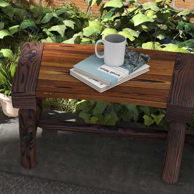 Outsunny Wooden Garden Bench Semicircular Round Outdoor Tree Bench Wrap Around Park Bench