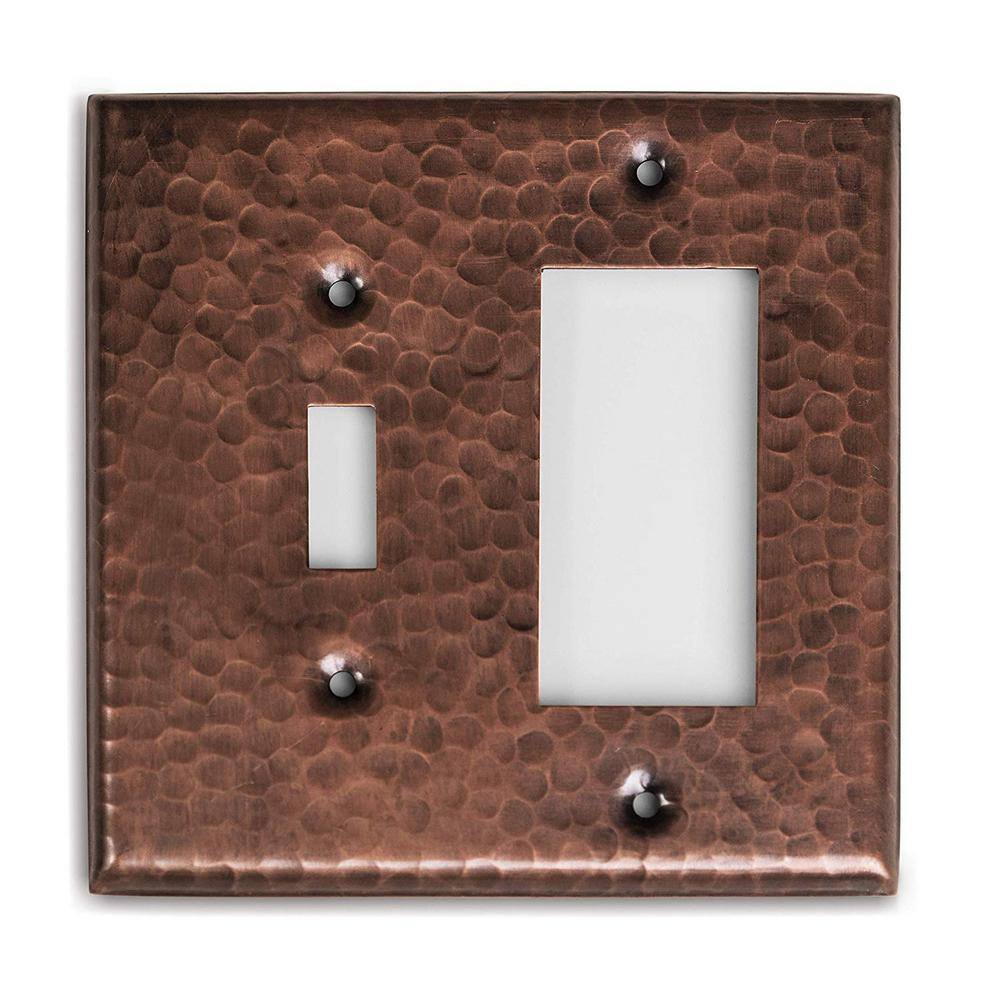 Monarch Abode Pure Copper Hand Hammered 1 Toggle1 Rocker Wall Plate 17011