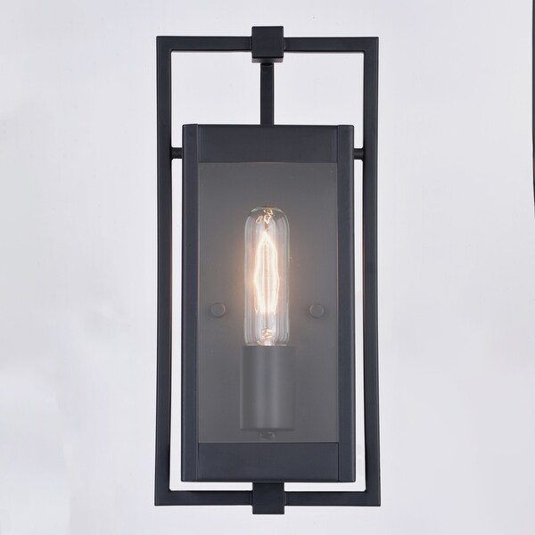 Sheridan Matte Black Contemporary Indoor Outdoor Wall Lantern Light Fixture with Clear Glass Shopping - The Best Deals on Outdoor Wall Lanterns | 41750993