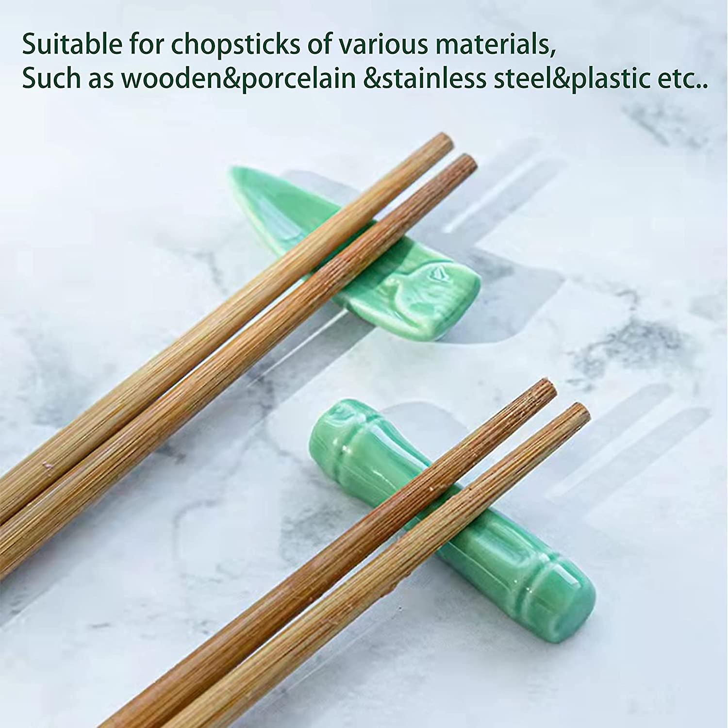 5 Pairs Porcelain Chopsticks Stand Rest，chopstick Holder For Table(green Slubs) Green Slubs -