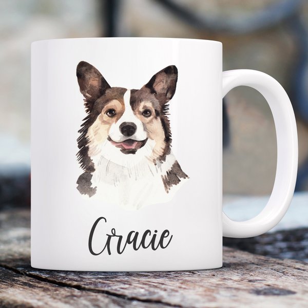 904 Custom Personalized Dog Breed Watercolor Mug， 11-oz