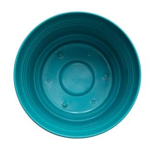 Bloem Saturn 12 in. Bermuda Teal Plastic Planter with Saucer SP1226