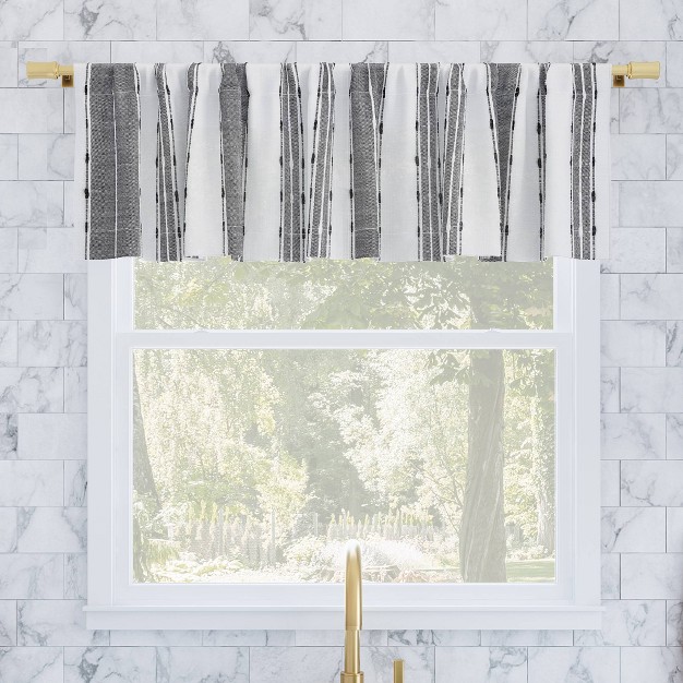 Striped Cotton Cafe Window Valance Black white Archaeo