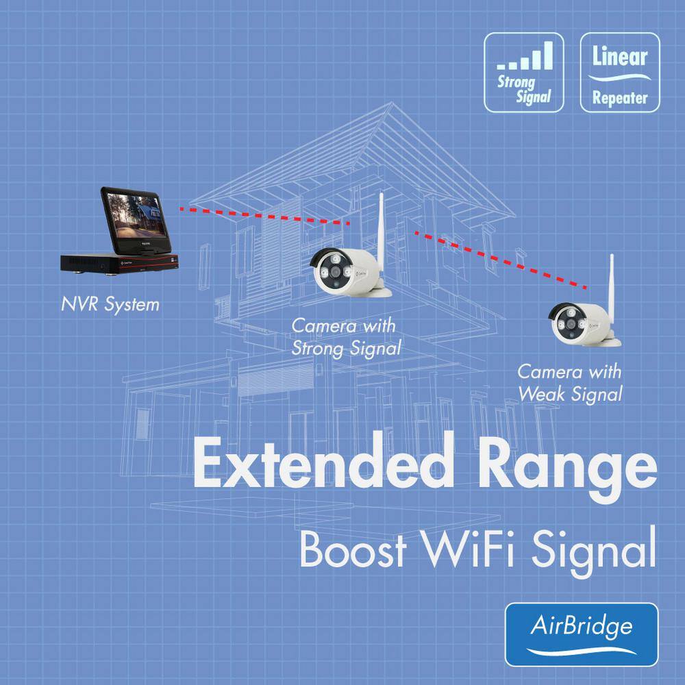 Crystal Vision 4-Channel Wireless 1080p Full HD 2MP 2TB Hard Drive Surveillance System with 10 in. Monitor Weatherproof IR Cameras CVT804A-20WB