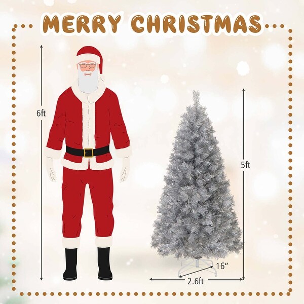 5/6/7 FT PreLit Silver Tinsel Christmas Tree Artificial Xmas Tree