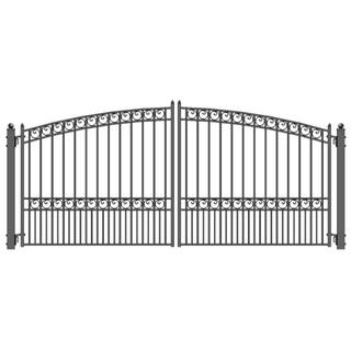 ALEKO Paris Style 12 ft. x 6 ft. Black Steel Dual Swing Driveway Fence Gate DG12PARD-HD