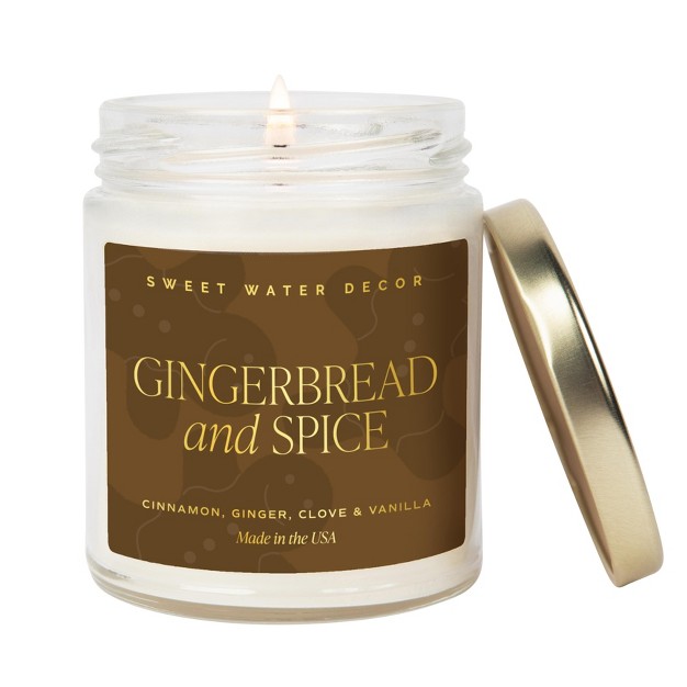 Sweet Water Decor Gingerbread And Spice 9oz Clear Jar Soy Candle