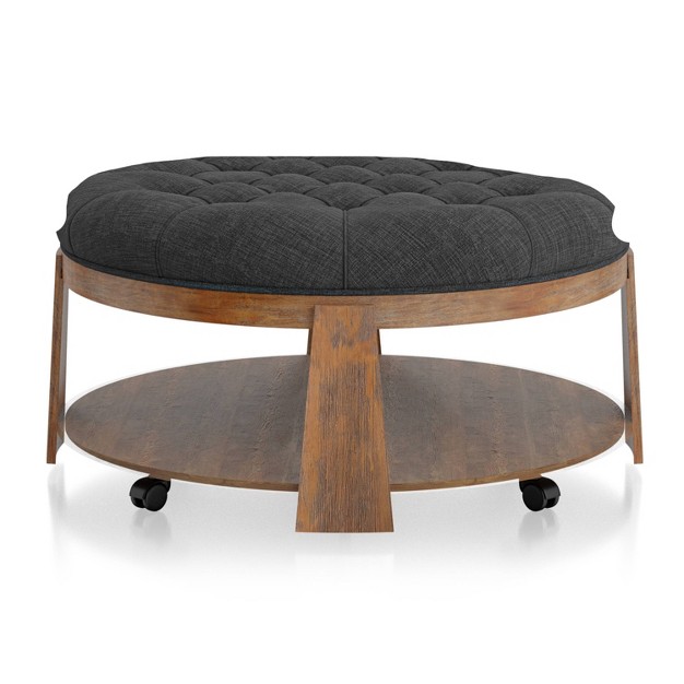 Flent Button Tufted Round Storage Ottomans Mibasics