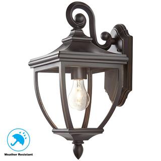 Home Decorators Collection 1-Light Oil-Rubbed Bronze Outdoor 8 in. Wall Lantern Sconce with Clear Glass 23462