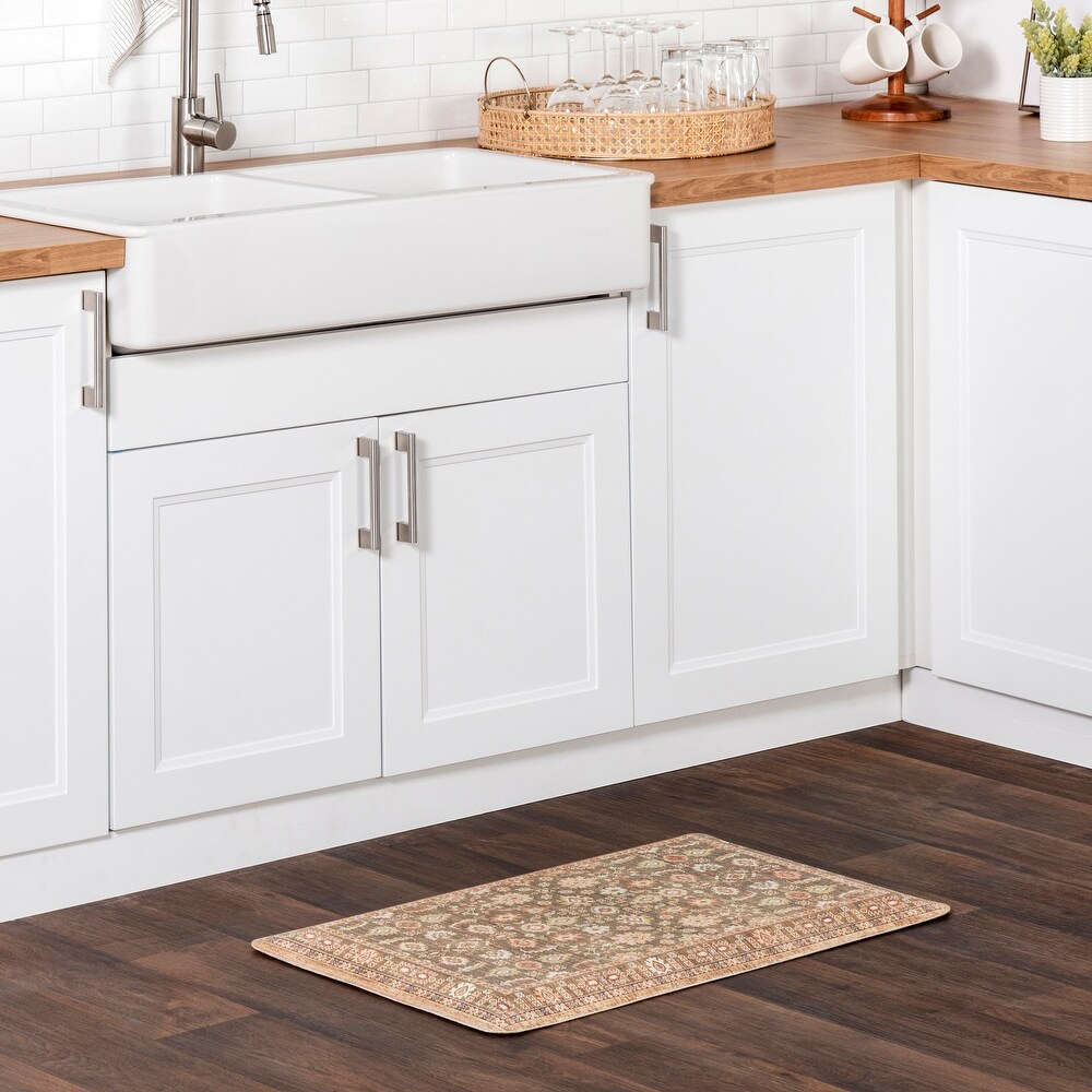 Brooklyn Rug Co Faded Floral Kitchen or Laundry Comfort Mat