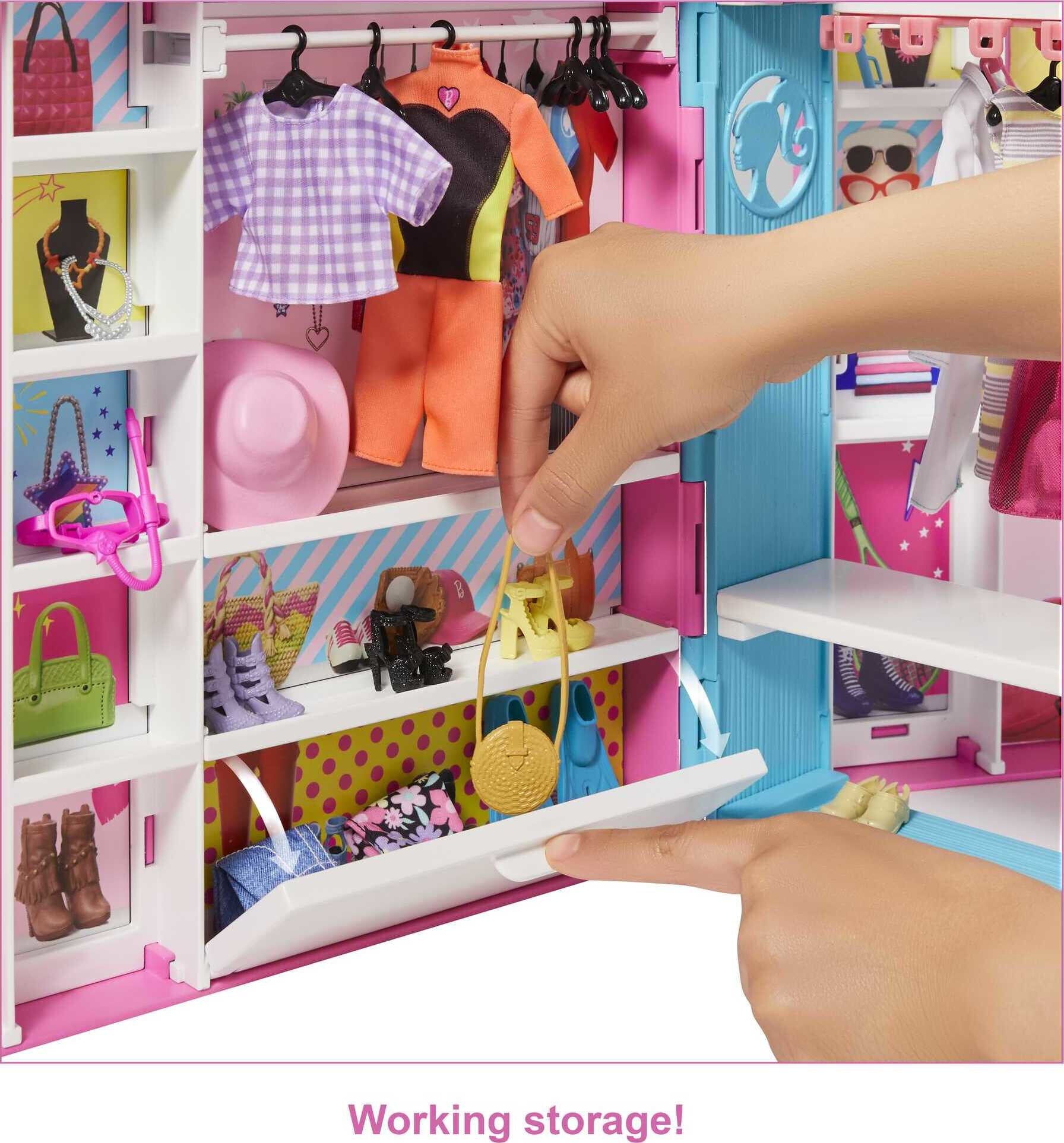 Barbie Dream Closet Playset with 30+ Clothes and Accessories, Mirror and Desk