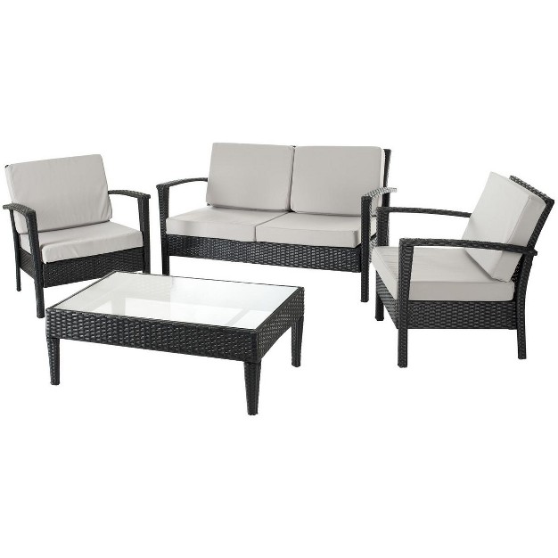 Piscataway 4 Piece Patio Outdoor Conversation Set Safavieh