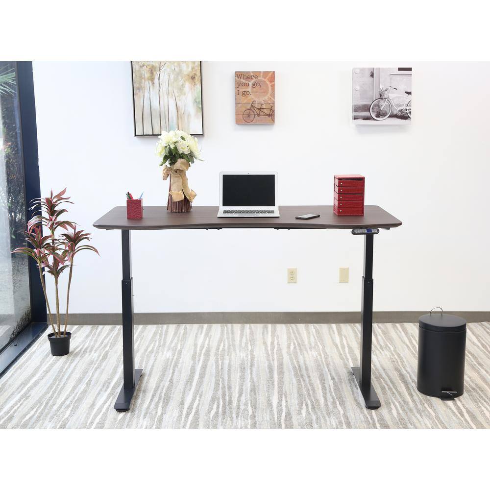 Motionwise 60 in. Rectangular WalnutBlack Standing Desk with Adjustable Height Feature SDD60A