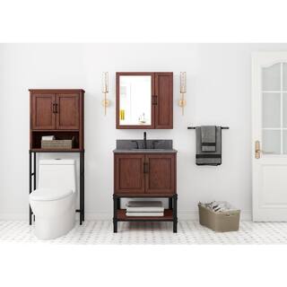 Home Decorators Collection Alster 25 in. W x 65 in. H x 8 in. D Over-the-Toilet Storage in Brown Oak TJ-0401S6525BR