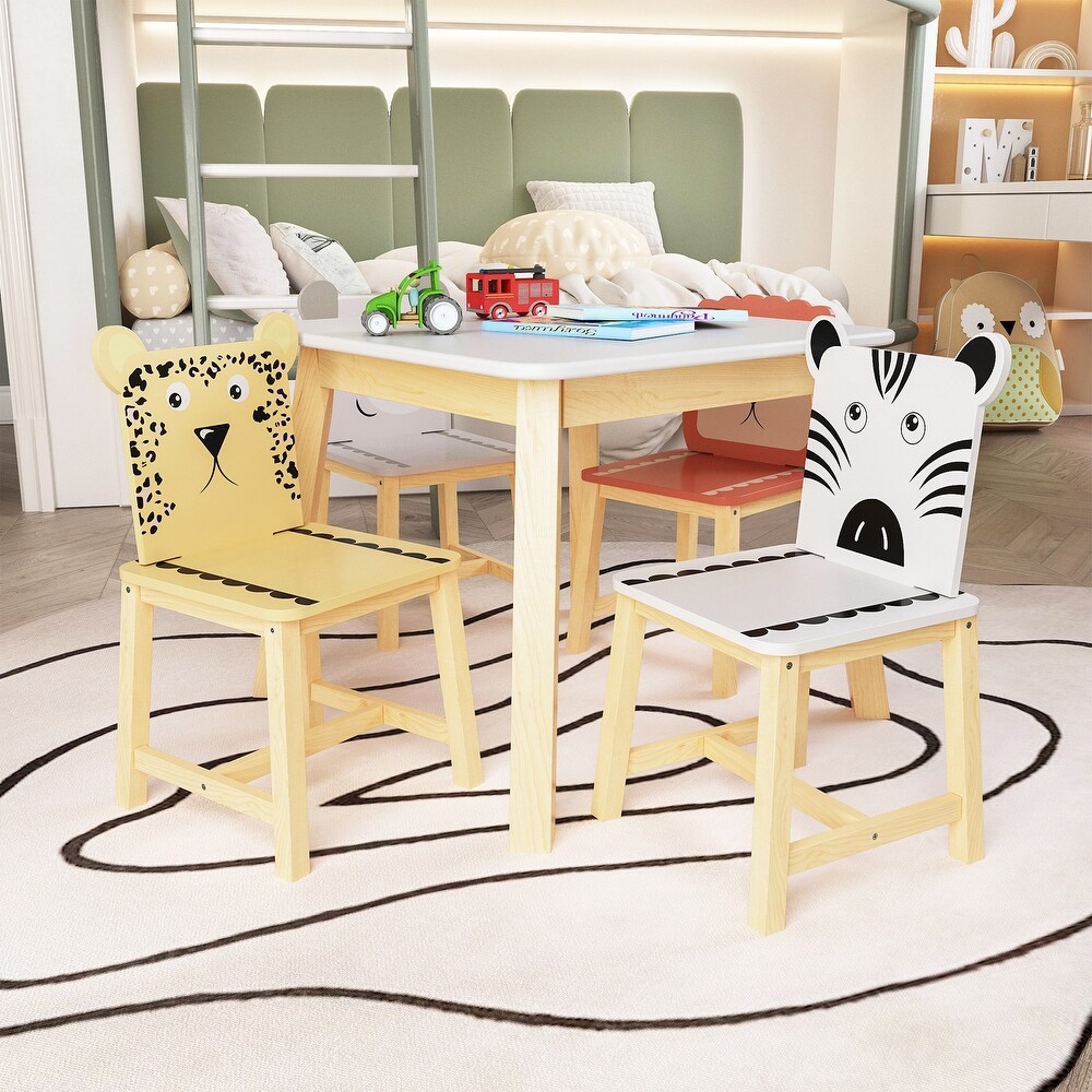 5 Piece Kiddy Dining Table Sets w/Kids Table   Cartoon Animals Chairs