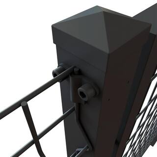 FORGERIGHT Deco Grid 2 in. x 2 in. x 6.18 ft. Black Steel Fence Post with Hardware 863009