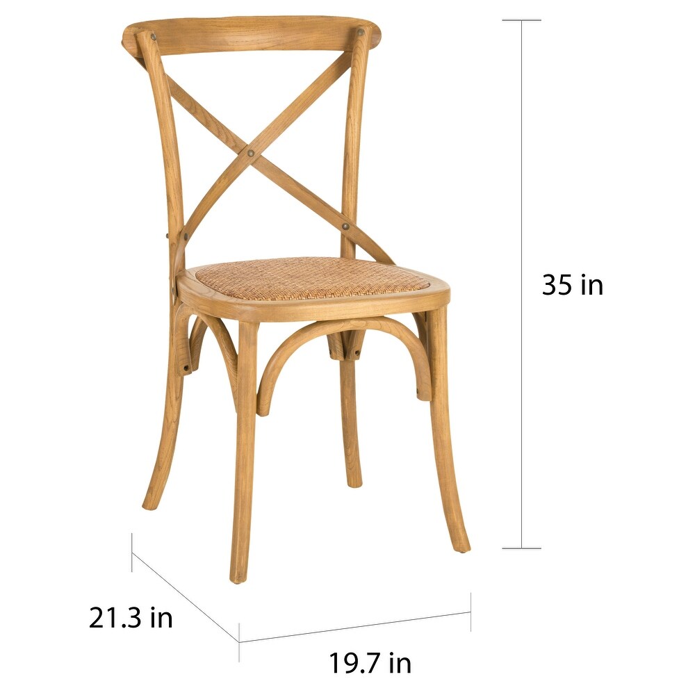 SAFAVIEH Franklin X Back Weathered Oak Dining Chair (Set of 2)