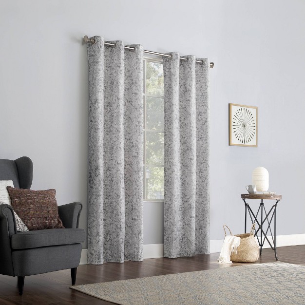 Kenji Medallion Draft Shield Fleece Insulated Energy Saving Grommet Top Room Darkening Curtain Panel No 918