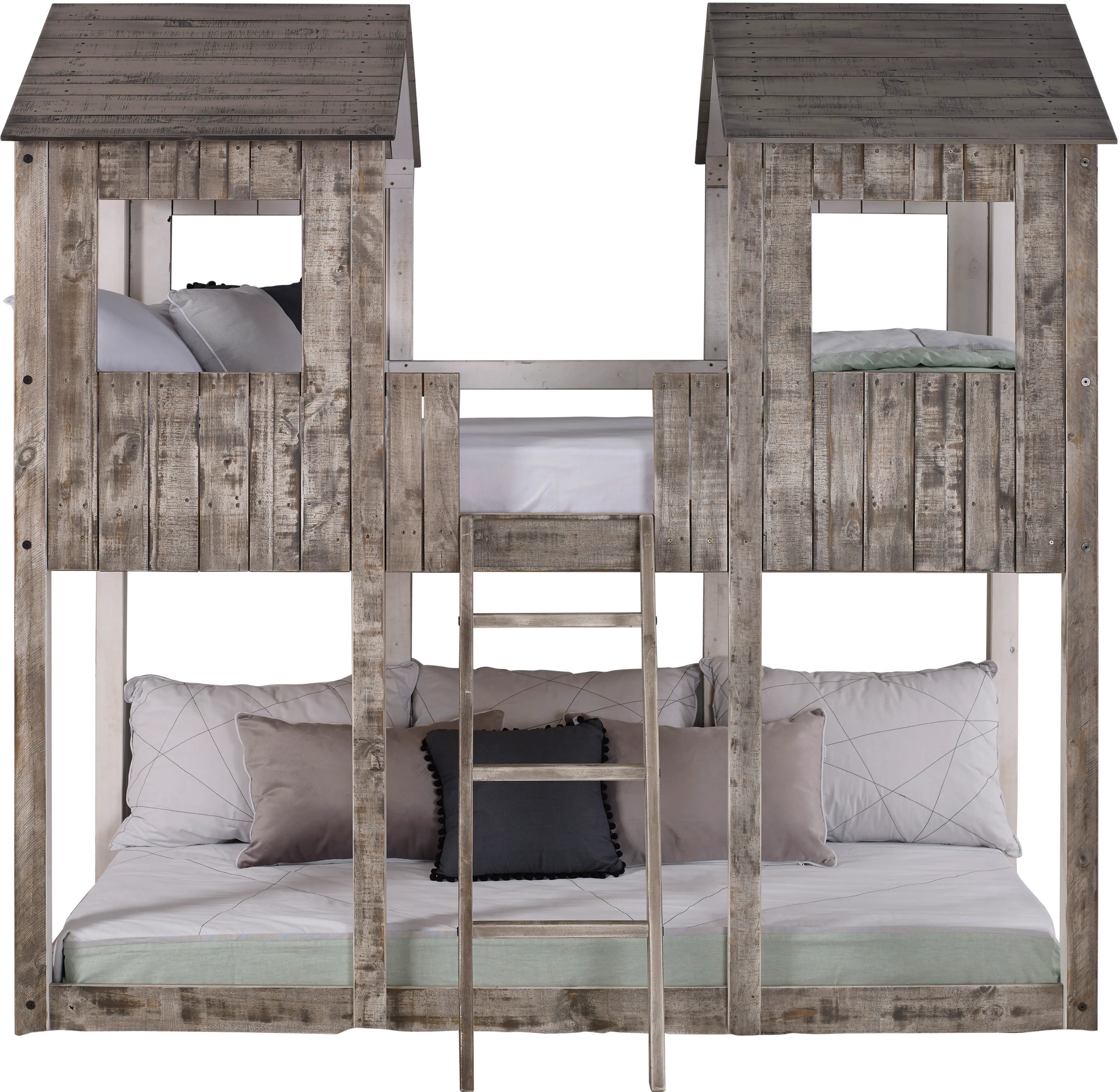 Rustic White Twin over Twin Bunk Bed - Tower