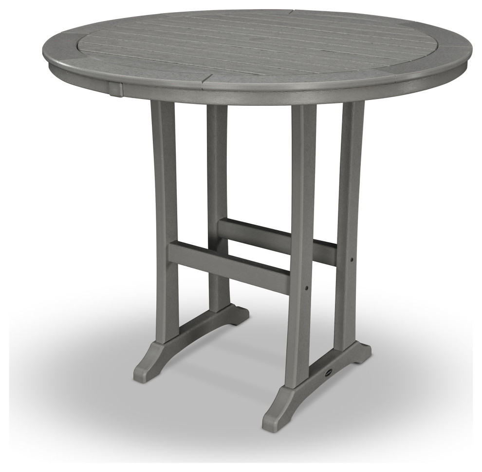 POLYWOOD Nautical Trestle 48 quotRound Bar Table   Transitional   Outdoor Pub And Bistro Tables   by POLYWOOD  Houzz