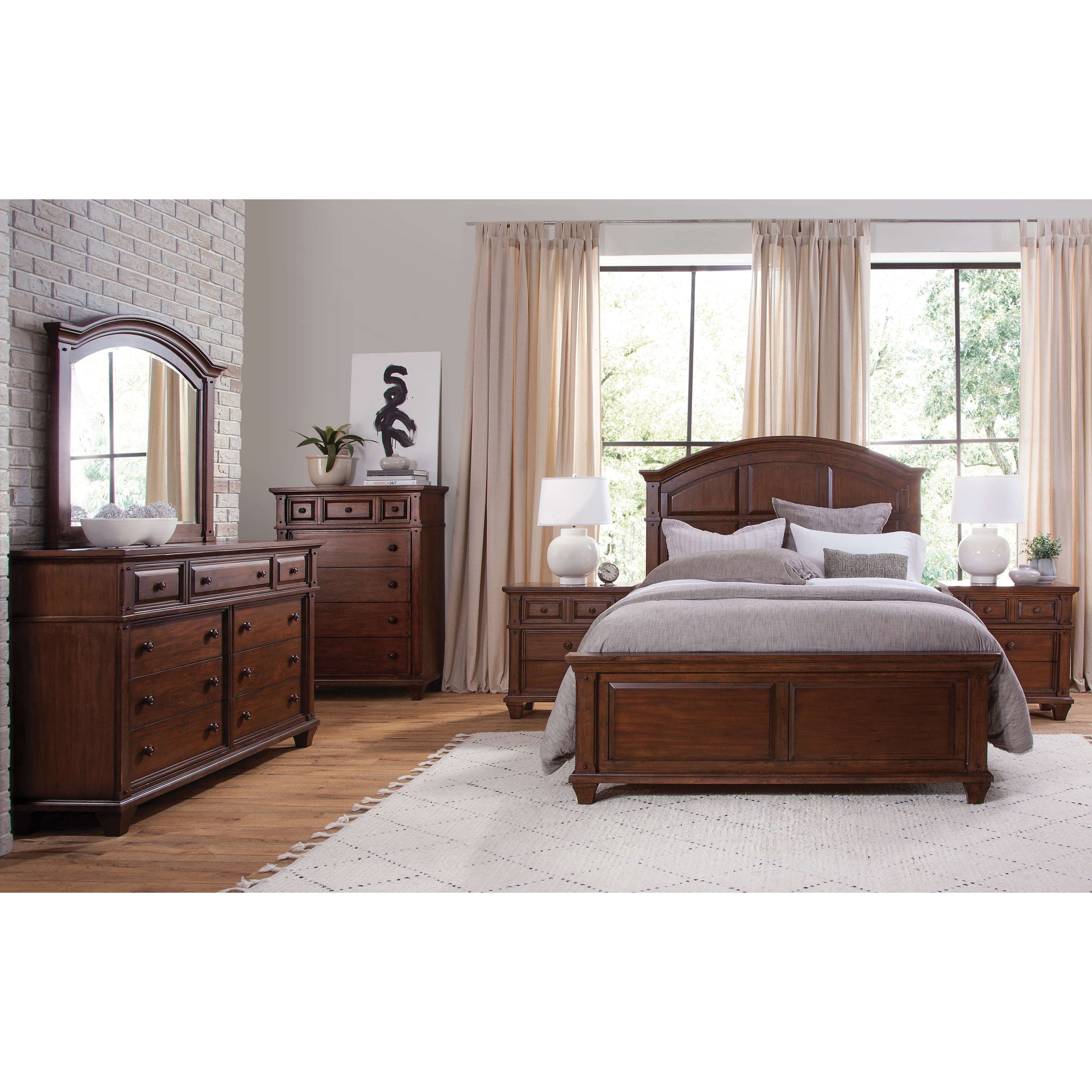 Harbor Point Cherry Finished Arched Panel 5-Piece Bedroom Set by Greyson Living - - 35114489