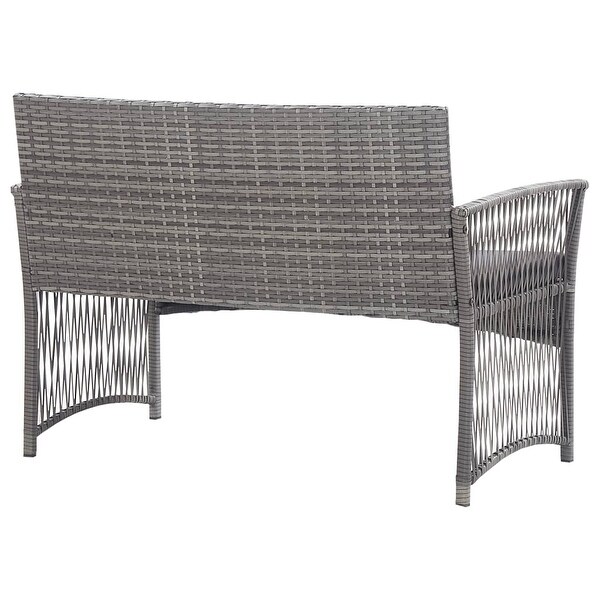 4 Piece Patio Lounge Set with Cushion Poly Rattan Anthracite - Overstock - 36363678