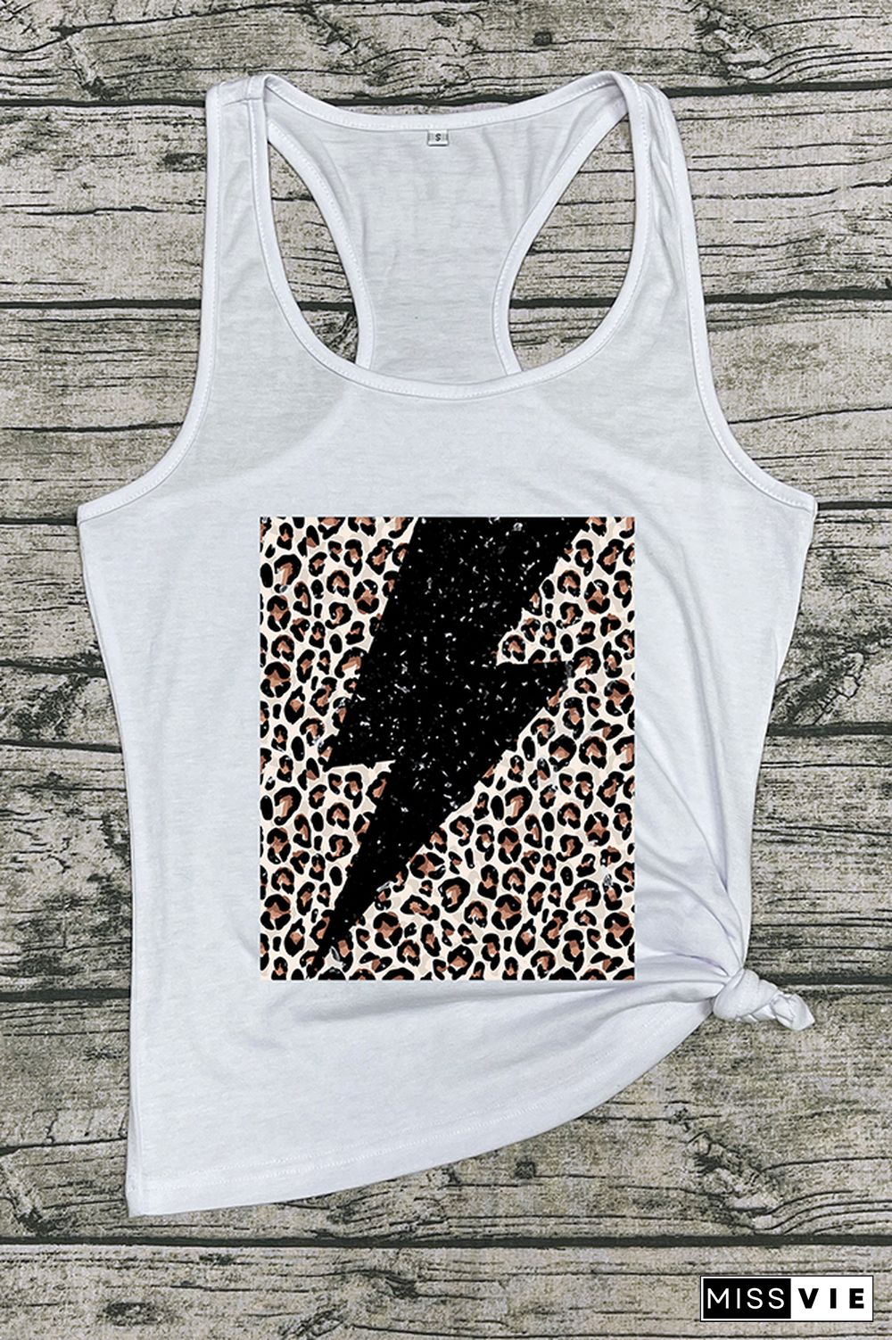 Leopard Grain Lightning Sleeveless Tank Top Wholesale