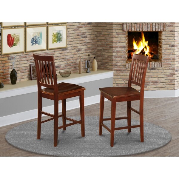 East West Furniture Modern Vernon Mahogany Counter Stools - Set of 2 (Seat's Type Options)